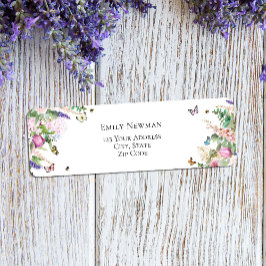 Elegante rosa violette Blumen und Schmetterlinge