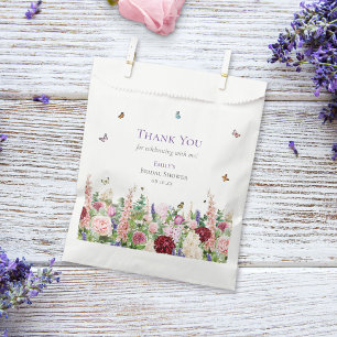 Elegante rosa violette Blumen und Schmetterlinge Geschenktütchen