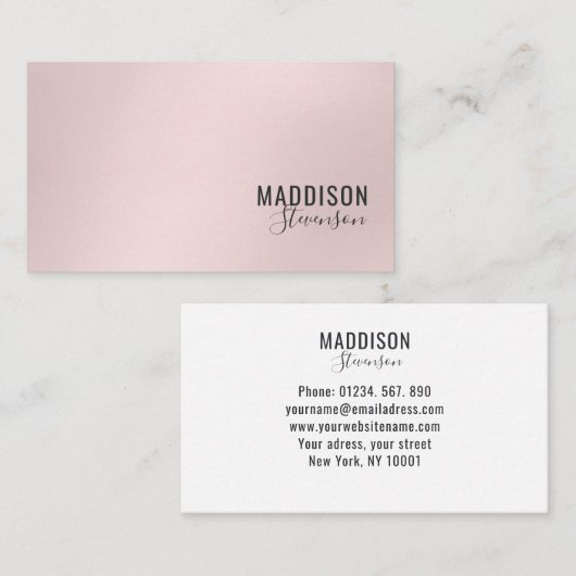 Elegante Rosa Visitenkarte (Vorne/Hinten)