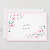 Elegante Rosa Wasserfarbe Blumengestalt Einladung (Rückseite)