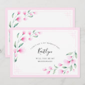 Elegante Rosa Wasserfarbe Blumengestalt Einladung (Vorne/Hinten)