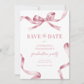 Elegante rosa Wasserfarbe-Bow-Abstufung Save The Date (Vorderseite)