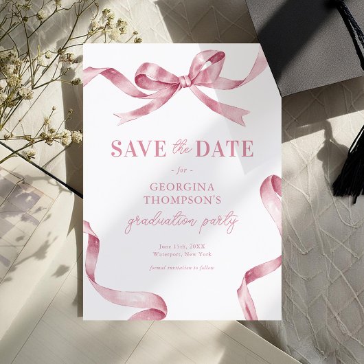 Elegante rosa Wasserfarbe-Bow-Abstufung Save The Date