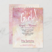 Elegante rosa Wasserfarbe Es ist eine Girl Baby Du Postkarte (Vorne/Hinten)