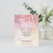 Elegante rosa Wasserfarbe Es ist eine Girl Baby Du Postkarte (Stehend Vorderseite)