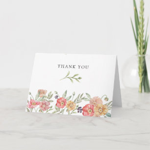 Elegante rosa Wasserfarbe Floral Brautparty Dankeskarte