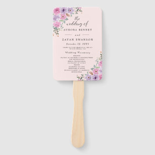 Elegante rosa Wasserfarbe Floral Hochzeit Fächer
