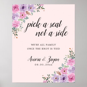 Elegante rosa Wasserfarbe Floral-Hochzeit Poster