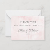 Elegante Rosa Wasserfarbe - Hochzeit Vielen Dank Mitteilungskarte (Vorderseite)