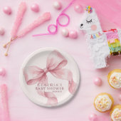 Elegante rosa Wasserfarbe Schleife Babyparty Pappteller (Party)
