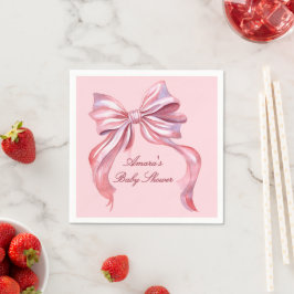 Elegante rosa Wasserfarbe Schleife Mädchen Baby Sh Serviette