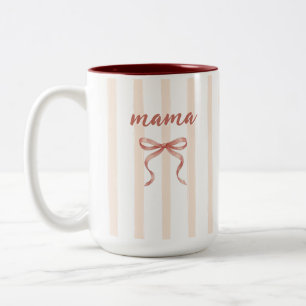 Elegante rosa Wasserfarbe Streifen und Schleife Ma Zweifarbige Tasse