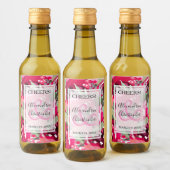 Elegante Rosa Wasserfarben Bläserne Hochzeit Mini Weinetikett (Flaschen)