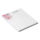 Elegante, rosa Wasserfarben Blume Personalisiert Notizblock (angewinkelt)
