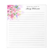 Elegante, rosa Wasserfarben Blume Personalisiert Notizblock (Vorderseite)