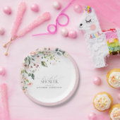 Elegante rosa Wasserfarben-Blumen-Brautparty Pappteller (Party)