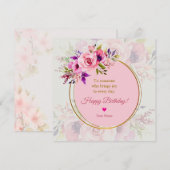 Elegante rosa Wasserfarben-Blumen-Geburtstag (Vorne/Hinten)