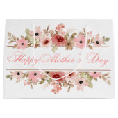 Elegante rosa Wasserfarben-Blumen-Geschenktasche Große Geschenktüte (Vorderseite)