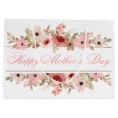 Elegante rosa Wasserfarben-Blumen-Geschenktasche Große Geschenktüte (Rückseite)