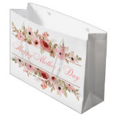 Elegante rosa Wasserfarben-Blumen-Geschenktasche Große Geschenktüte (Vorderseite Schrägansicht)