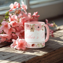 Elegante rosa Wasserfarben-Blumen-Kaffeetasse