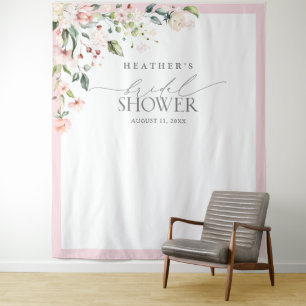 Elegante rosa Wasserfarben-Blumen-Photo Booth für Wandteppich