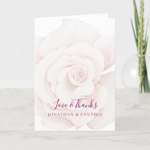 Elegante Rosa Wasserfarben-Blumenhochzeit Dankeskarte