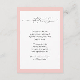 Elegante Rosa Wasserfarben Blumenzwiebeldetails Begleitkarte