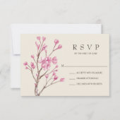 Elegante rosa Wasserfarben Cherry Blossom Hochzeit RSVP Karte (Vorderseite)