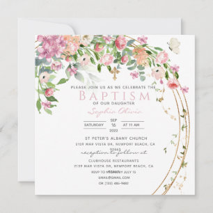 Elegante rosa Wasserfarben Florentiner Girl Taufe