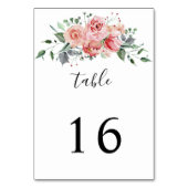 Elegante Rosa Wasserfarbenhochzeit Tischnummer (Vorderseite)