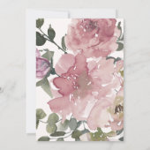 Elegante Rosa Wasserfarbenpeony Blumenhochzeit Einladung (Rückseite)