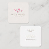 Elegante rosa Wasserfarbenzweig Quadratische Visitenkarte (Vorne/Hinten)