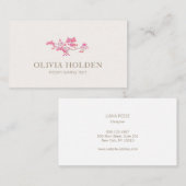 Elegante rosa Wasserfarbenzweig Visitenkarte (Vorne/Hinten)