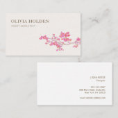 Elegante rosa Wasserfarbenzweig Visitenkarte (Vorne/Hinten)