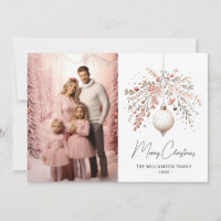 Elegante Rosa Watercolor Bauble Weihnachtskarte