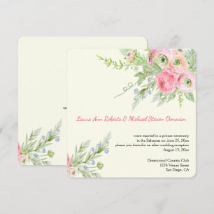 Elegante rosa Watercolor-Papier-Rosen-Hochzeiten Einladung