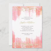 Elegante rosa Watercolor und Gold Engagement Party Einladung (Vorderseite)
