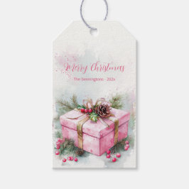 Elegante Rosa Weihnachten Geschenkanhänger