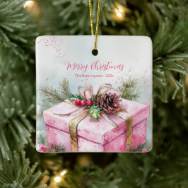 Elegante Rosa Weihnachten Keramikornament