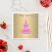Elegante Rosa Weihnachtsbaum Gold Name Ornamente Serviette (Beispiel)