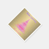 Elegante Rosa Weihnachtsbaum Gold Name Ornamente Serviette (Ecke)