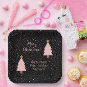 Elegante Rosa Weihnachtsbaum Golden Star, Night Sk Pappteller (Party)