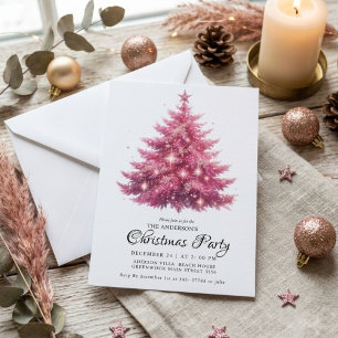 Elegante rosa Weihnachtsbaum Winter Einladung