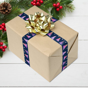 Elegante rosa Weihnachtsbäume blau Satinband