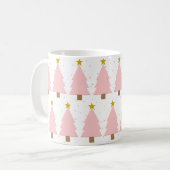 Elegante Rosa Weihnachtsbäume, Goldene Sterne Kaffeetasse (Vorderseite Links)
