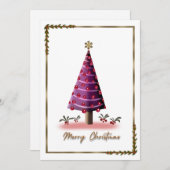 Elegante Rosa Weihnachtsbaumkarte - Einzigartig fe Feiertagskarte (Vorne/Hinten)