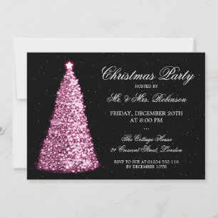 Elegante Rosa Weihnachtsbaumparty Einladung
