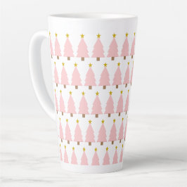 Elegante, rosa Weihnachtsbaumreihe, Goldene Sterne Milchtasse