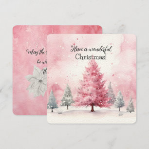 Elegante Rosa Weihnachtsbaumszene im Winter Karte